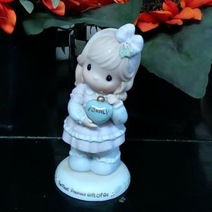 Vintage Precious Moments Little girl  blue heart